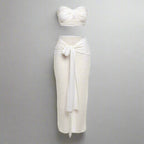 High Waist Tied Knitted Beachwear Set