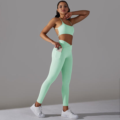 Strap Bra & Active Pants Pocket Set