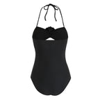 Black One Piece Swimsuit & Skirt Set