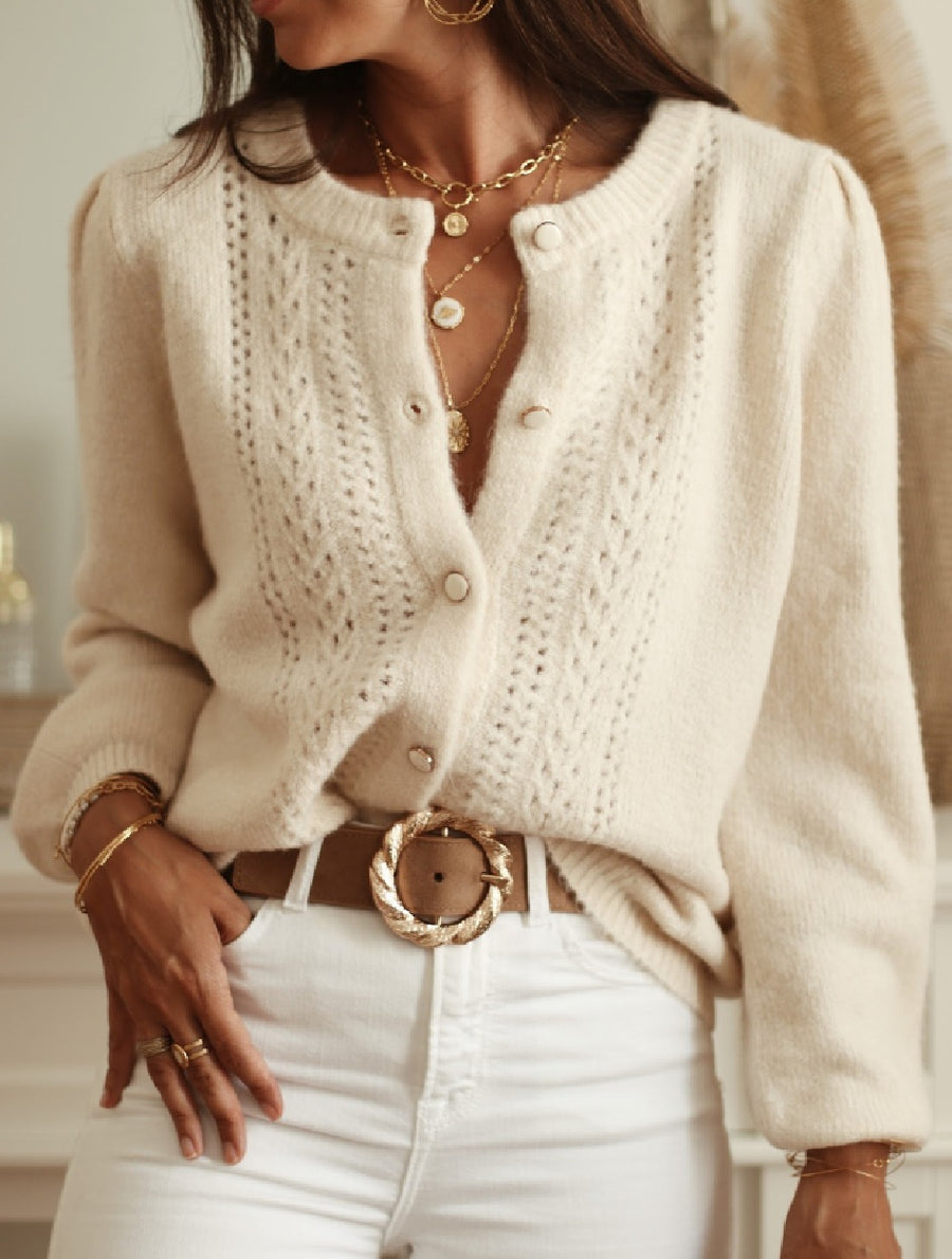 Elegant Knitted Crocheted Cardigan
