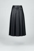 A line Pleated Faux Leather Skirt