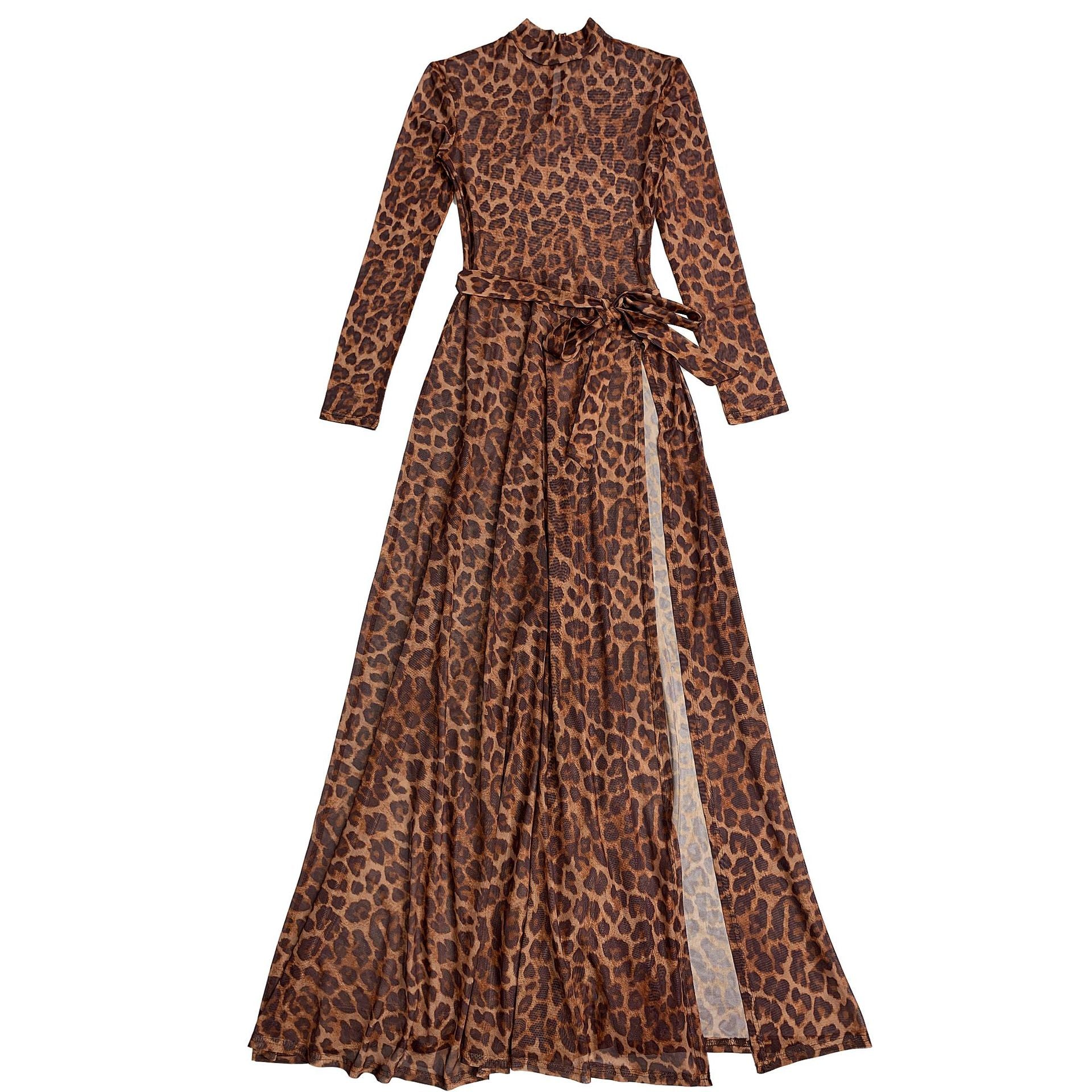 Sexy Leopard Print Split Dress