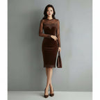 Lace Patchwork Hip Wrap Dress
