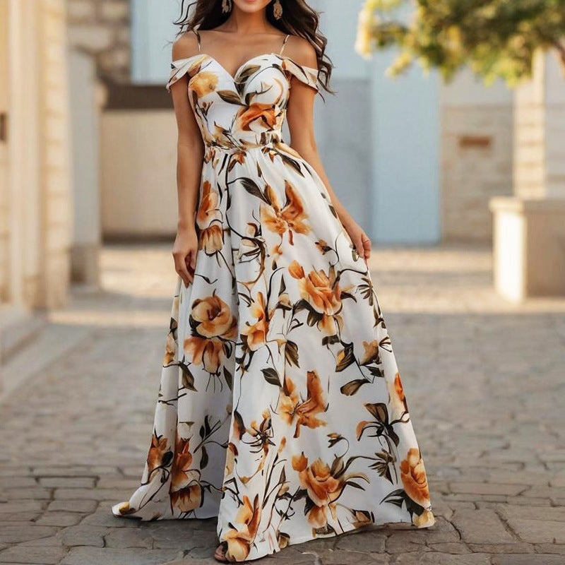 Summer Printed Floral Bandeau Sling Dress