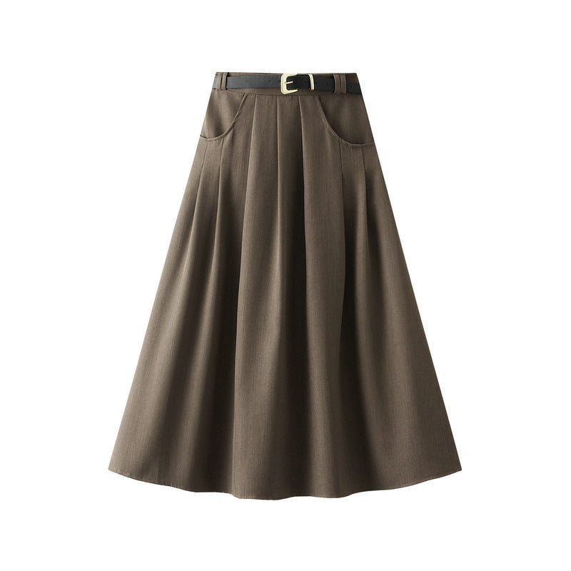 Preppy Half  Length Pleated Skirt with Belt