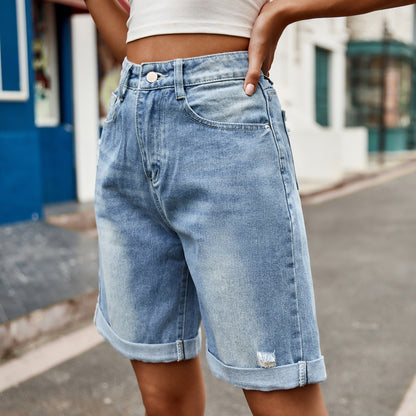 Curling Five Point Denim Shorts