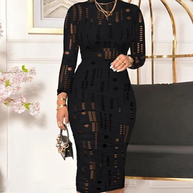 Curve Trend Sheer Hip Zipper Dress