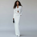 Striped Two Piece Short Blazer Skirt Set