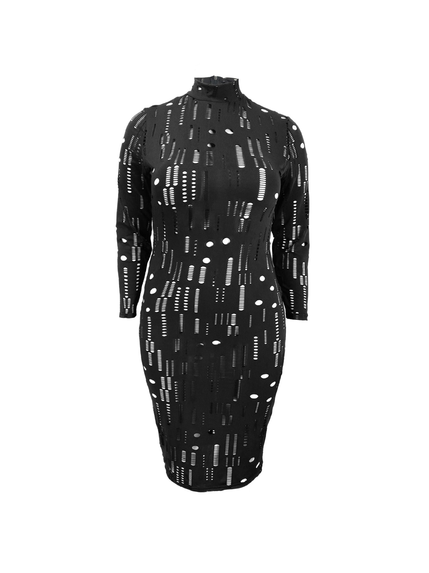 Curve Trend Sheer Hip Zipper Dress