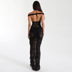 Black Off Shoulder Two piece Lace Lux Set