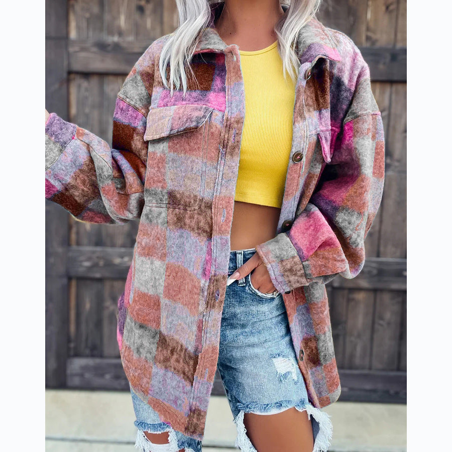 Woolen Colorful Casual Coat