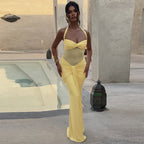Sheer Halter Top Tied Dress