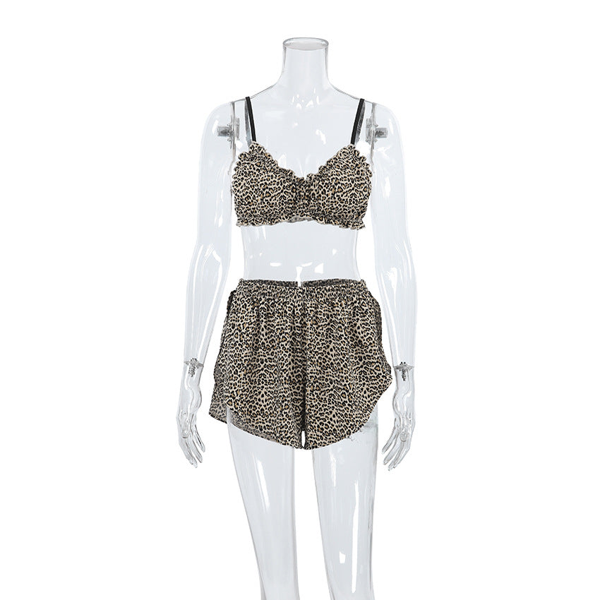 Leopard Print Pajamas Short Set