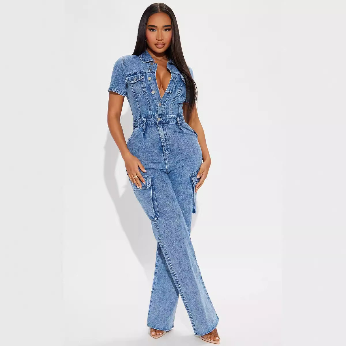 Fried Floral Wash Denim Jumpsuit