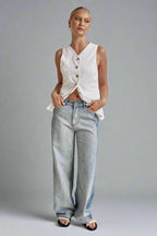 Wide Leg Washed Polo Jeans