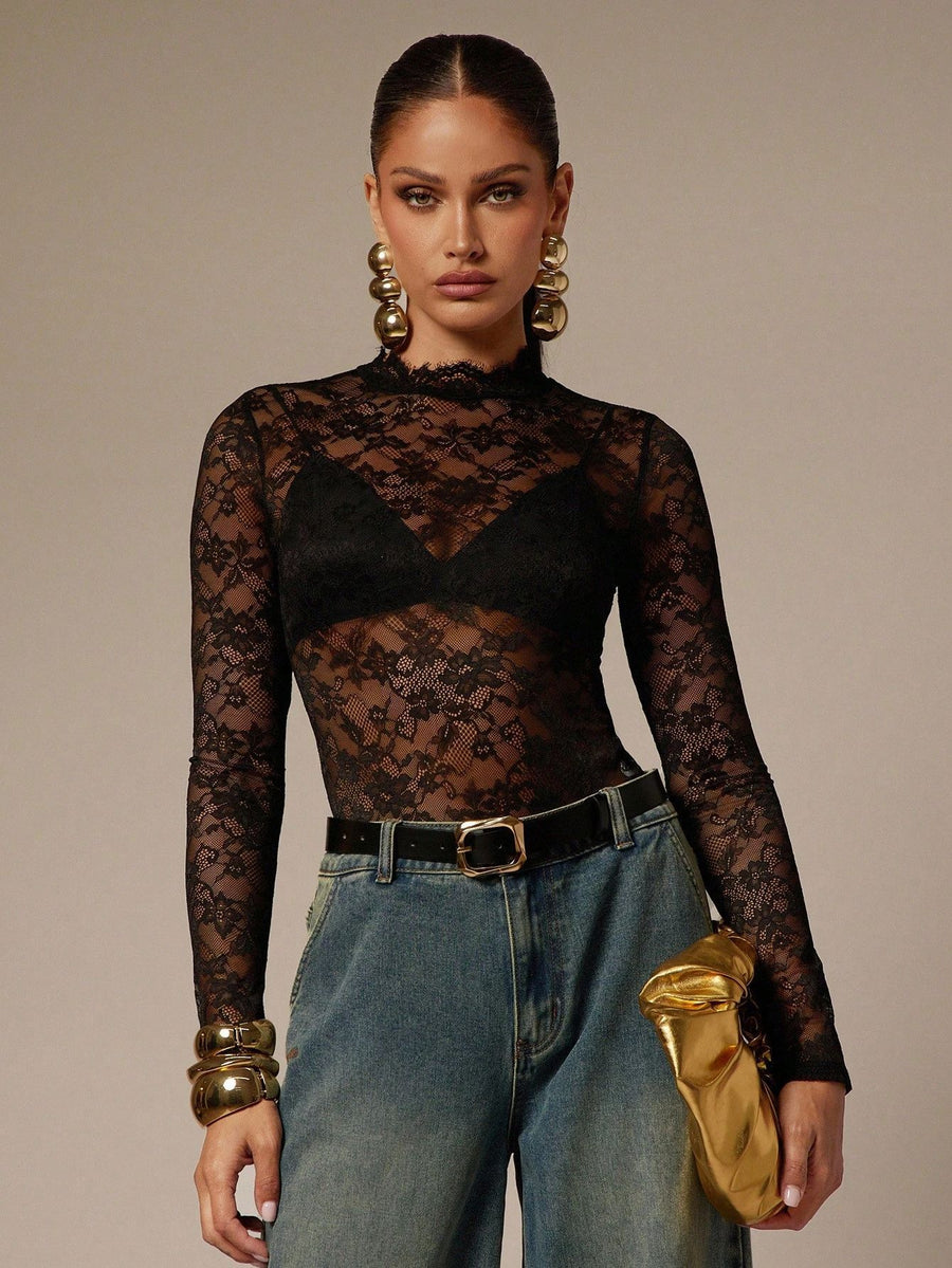Long Sleeve Lace Bodysuit