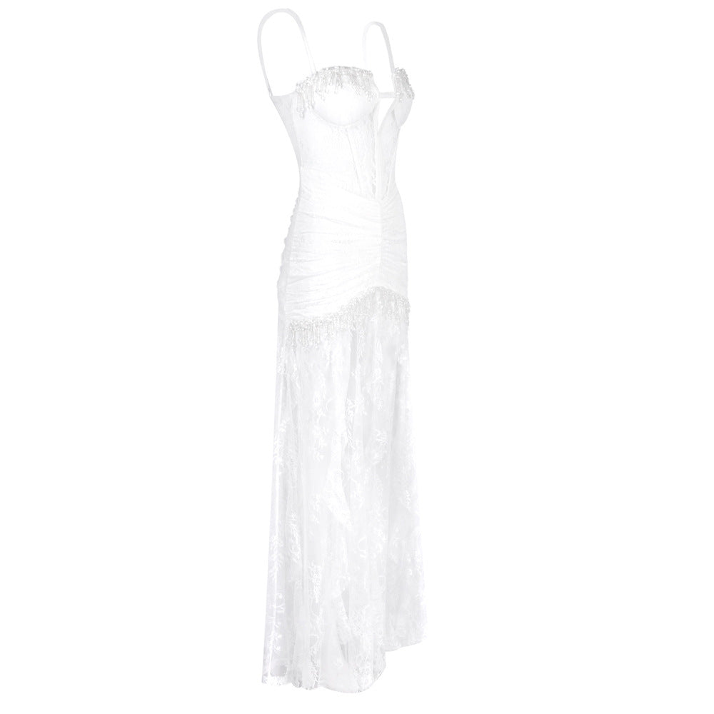 White Sexy Tube Top off Shoulder Lace Wedding Dress