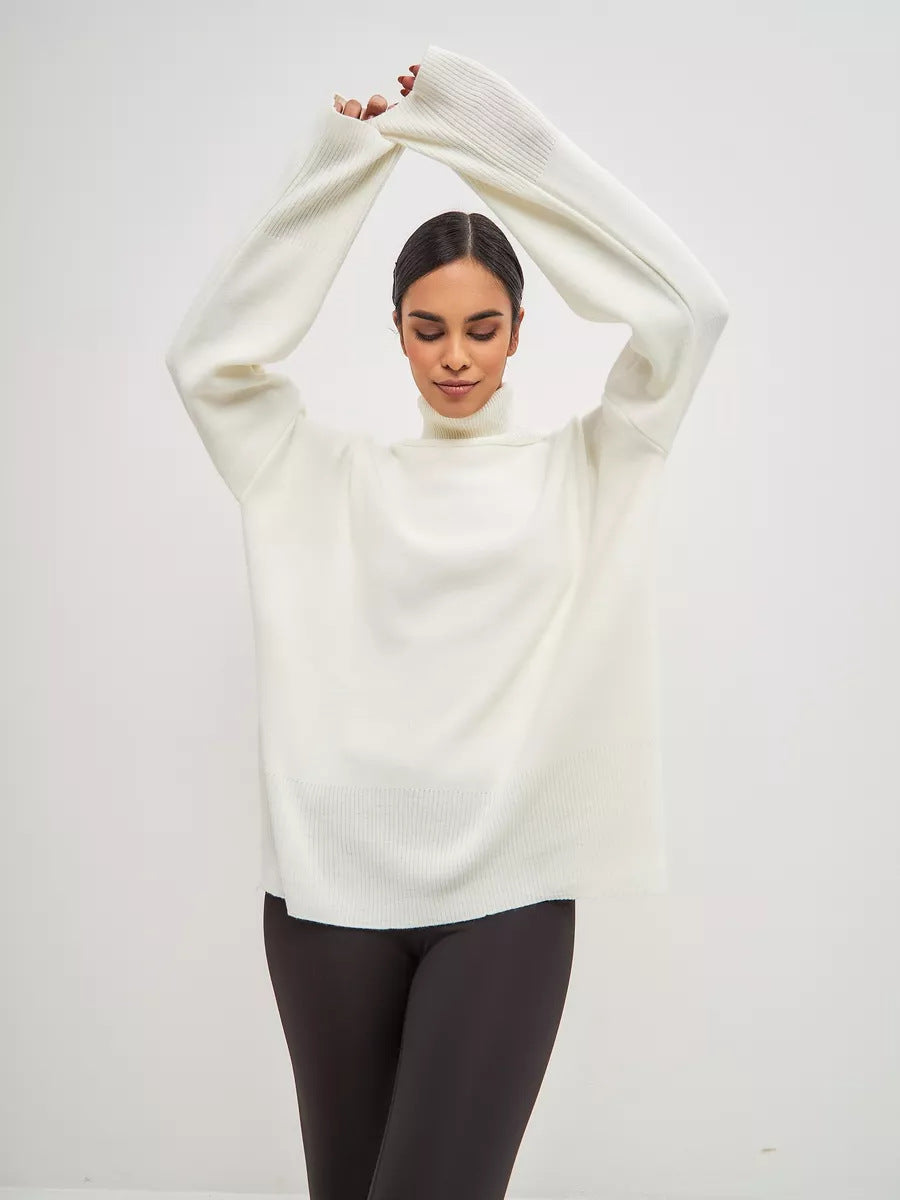 Pullover Split Turtleneck Sweater
