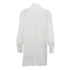 All Matching Turn down Collar Long Sleeve Tie Blouse