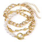 Heart Pearl Chain OT Bracelet