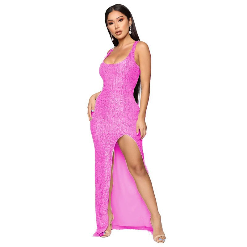 Sequin Sling Split Party Evening Dress