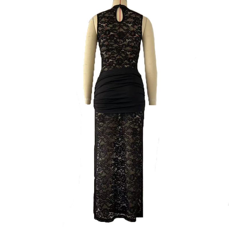 Lace Slit Slim Dress