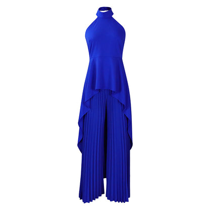 Irregular Asymmetric Top Wide Leg Pants Suit