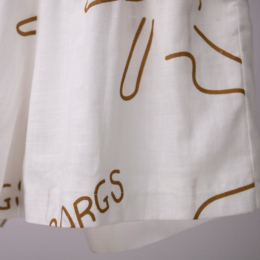 Abstract Printed Two Piece Linen Set