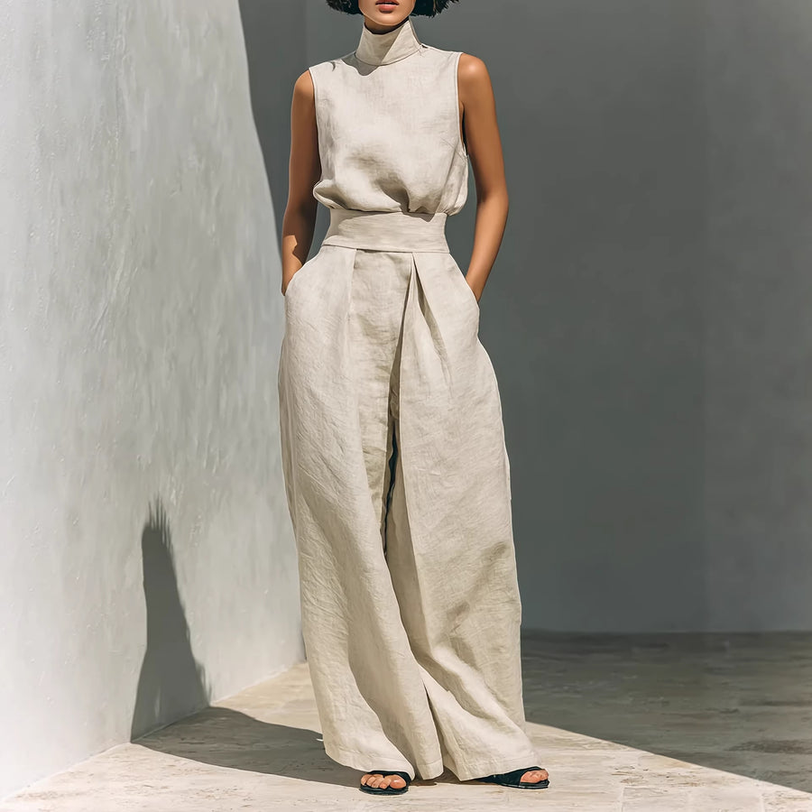 Minimalist Idle Linen Sleeveless Pant Sets