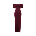 Red Off Shoulder Backless Pleated Dress