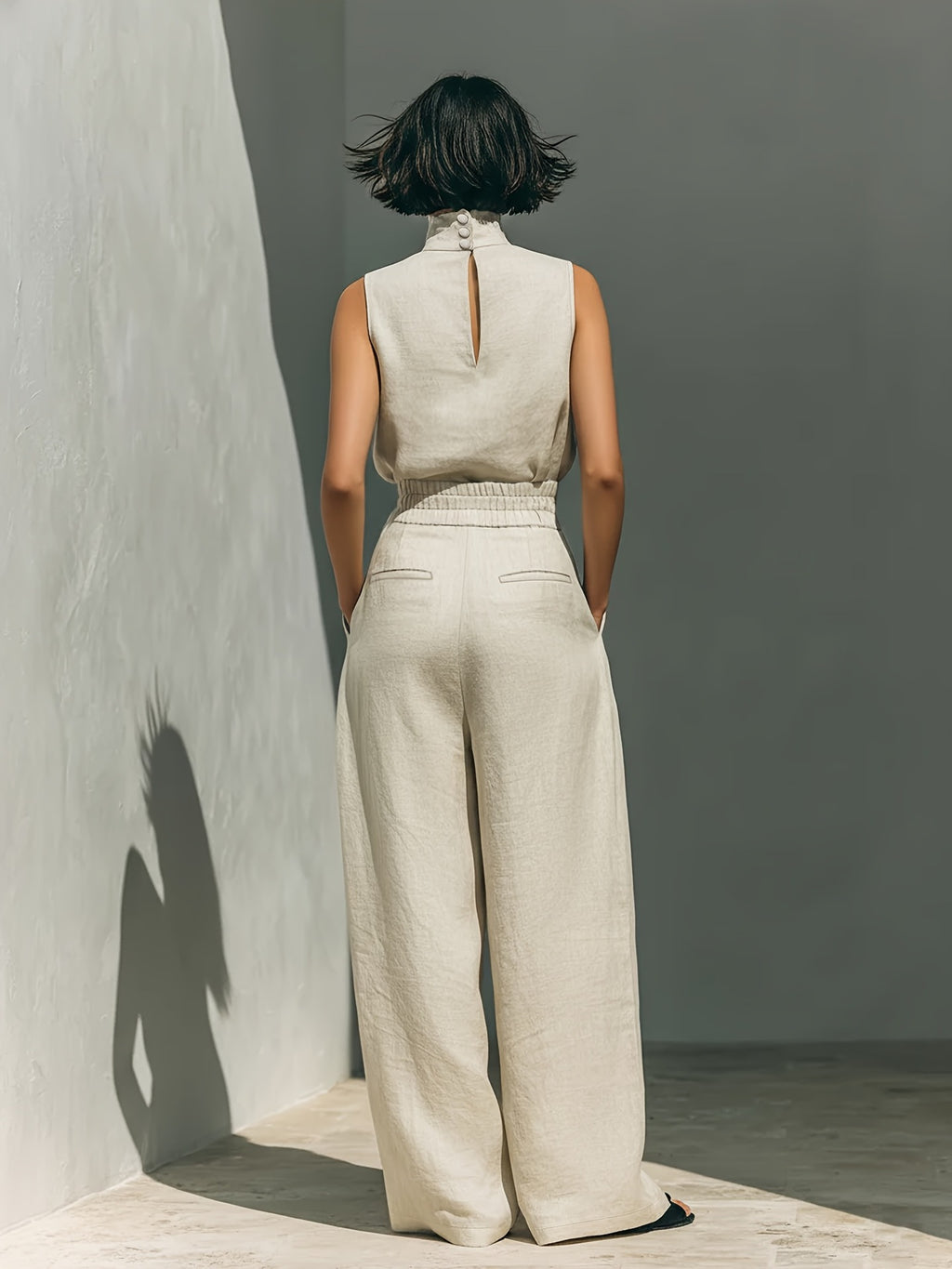Minimalist Idle Linen Sleeveless Pant Sets