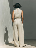 Minimalist Idle Linen Sleeveless Pant Sets