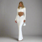 Turtleneck Top Pleated Skirt Set