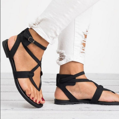 Thin Strap Clip-on Flat-soled Sandals