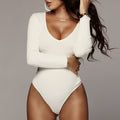 Knitted Slim V neck Long Sleeve Bodysuit