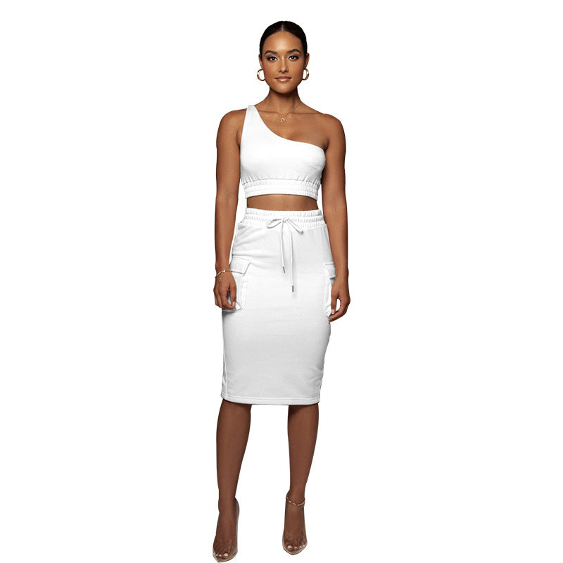 One-Shoulder Top & Mid-Waist Hip Skirt Set