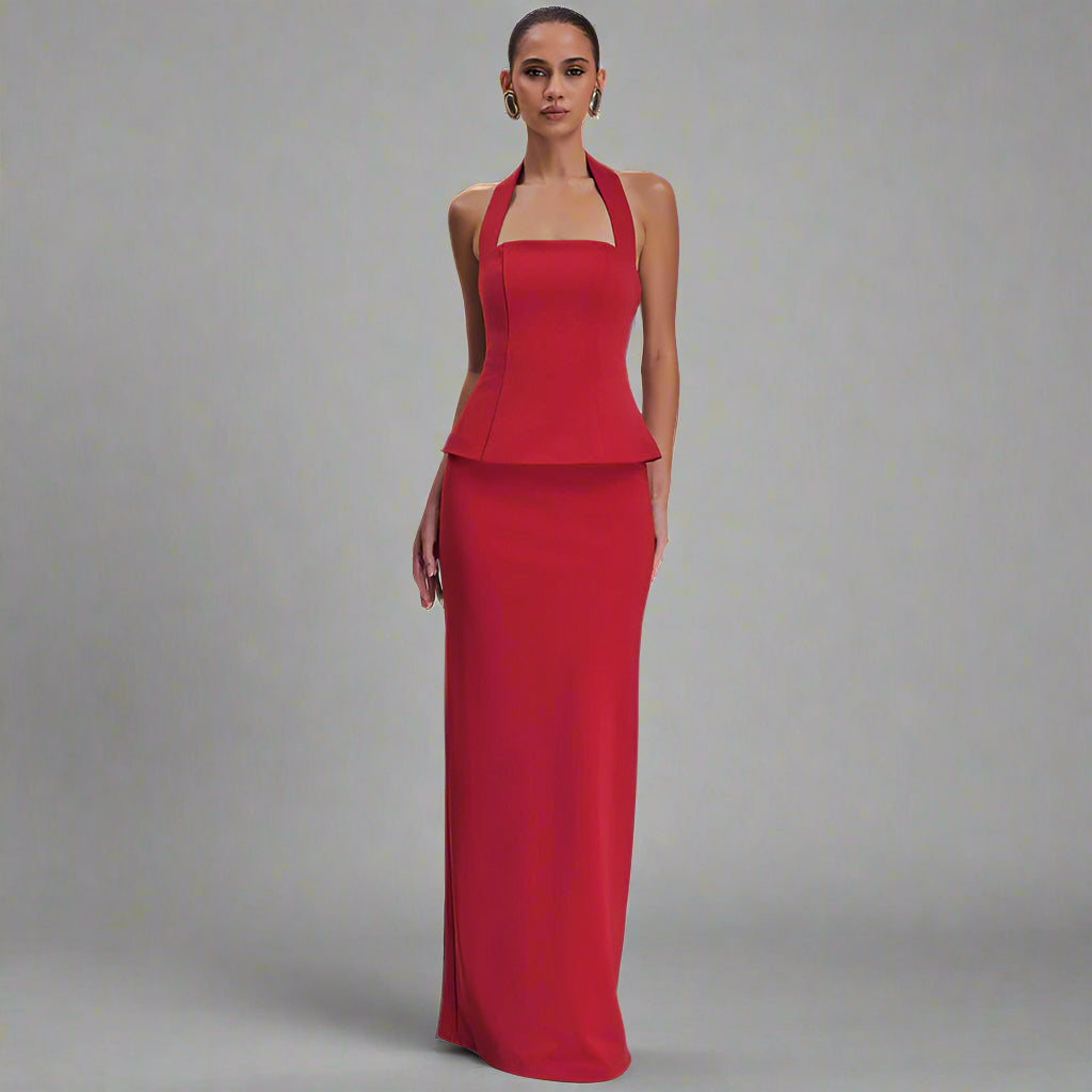 Halter Top Backless Maxi Dress