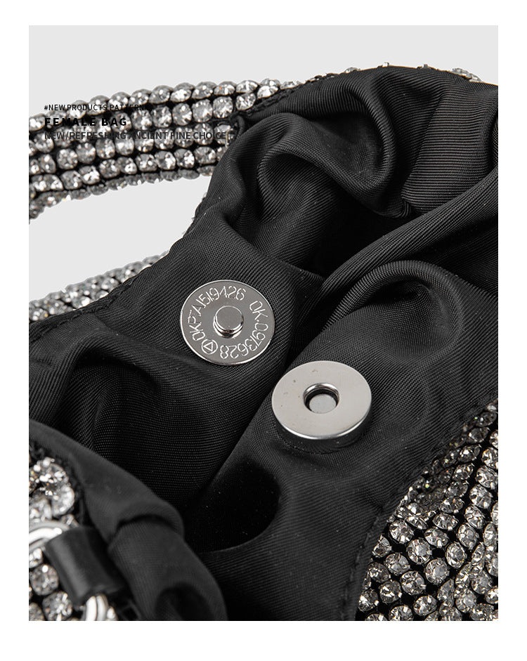 Silver Rhinestone Portable Bucket Bag