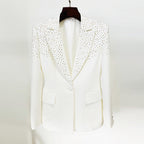 Rhinestone Slim One Button Blazer