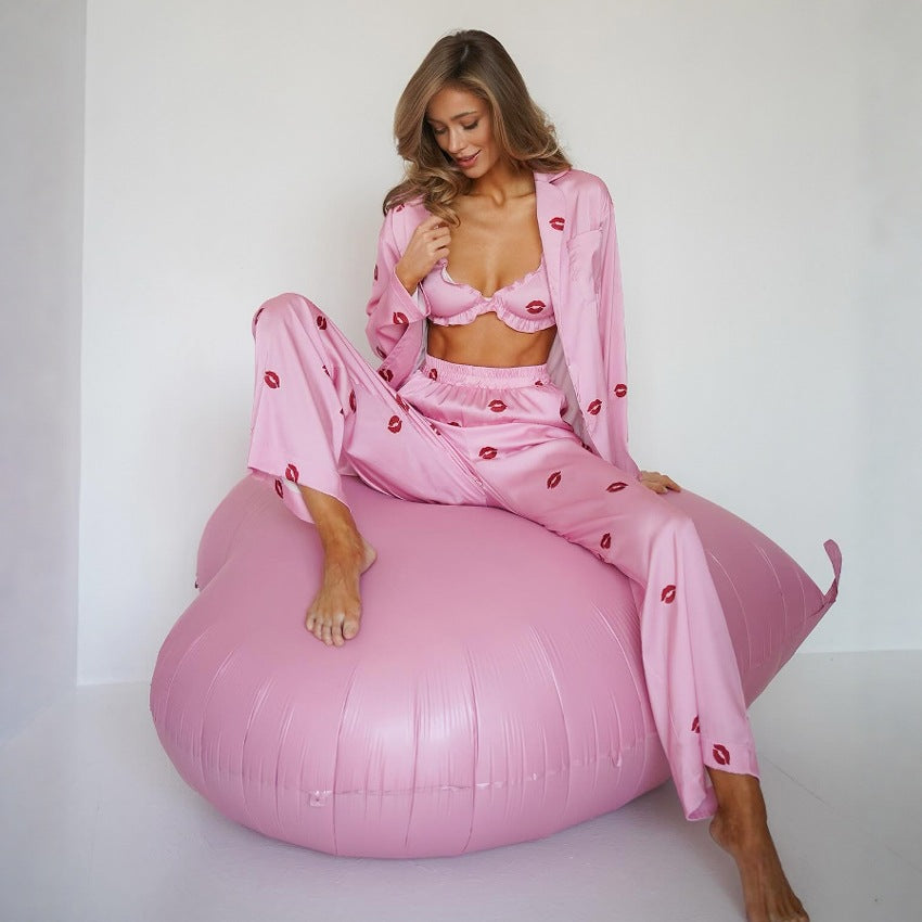 Three Piece Satin Like Pajamas