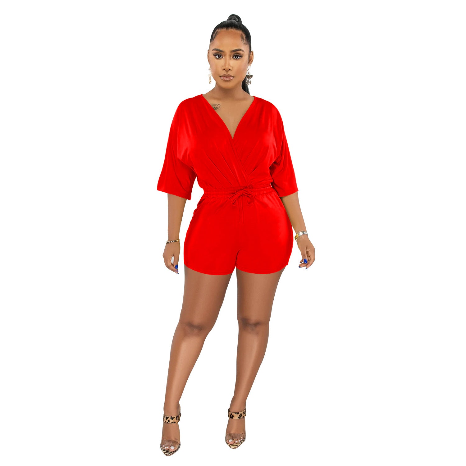 Half Sleeves Shorts Jumpsuit