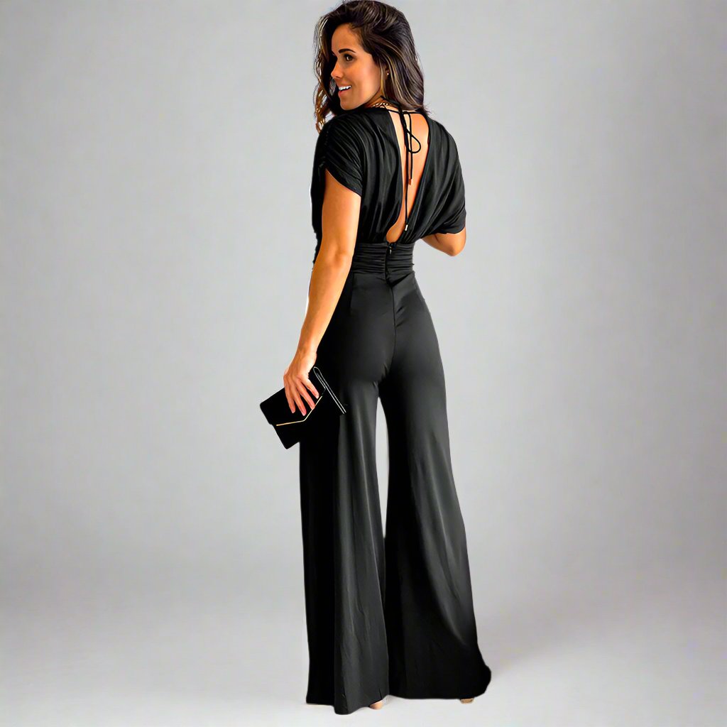 V neck Wide Leg Jumpsuit Pants