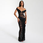 Black Off Shoulder Two piece Lace Lux Set