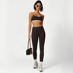 Color Block Nylon Active Set | High-Waist Pants & Sports Bra