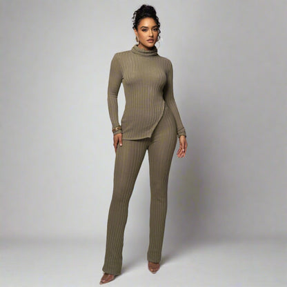 Knitted Sunken Stripe Casual Set