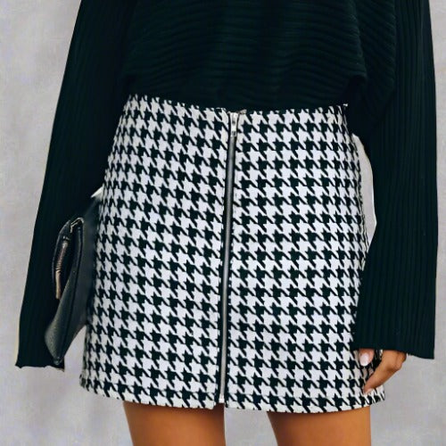 Office Houndstooth A Line Skirt