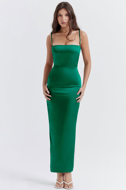 Satin Backless Sheath Dress