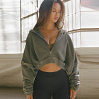 Distressed Frayed Cropped Hooded Coat
