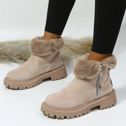 Vintage Fleece-Lined Thickening Ankle Snow Boots