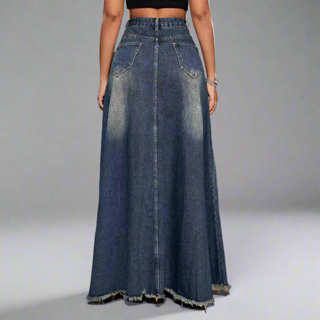 Retro Washed Jeans Skirt